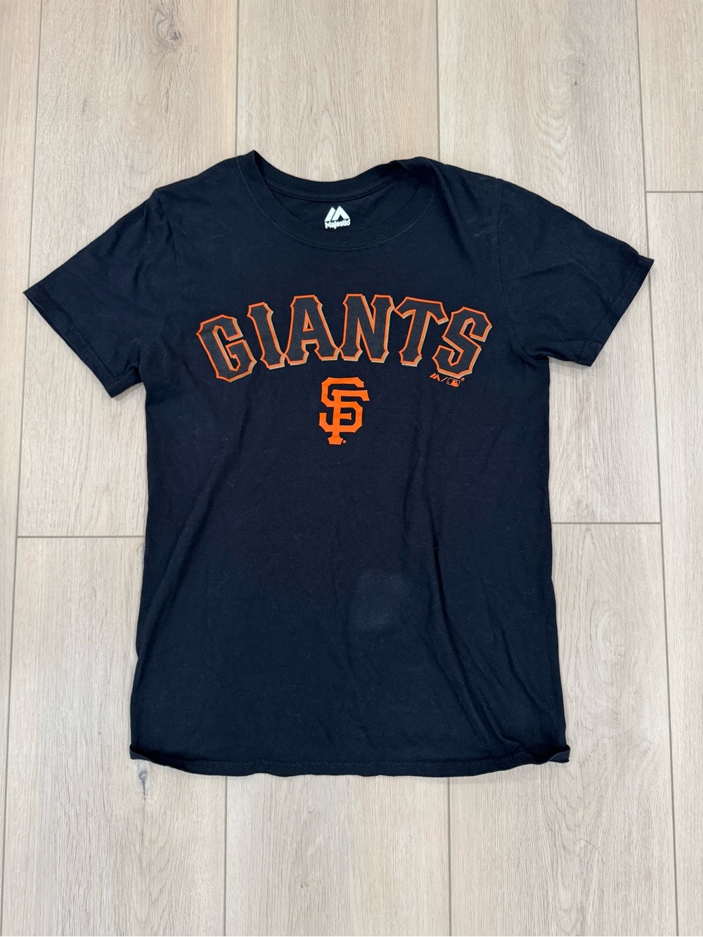 Majestic Black San Francisco Giants Short Sleeve Tee with Orange Logo